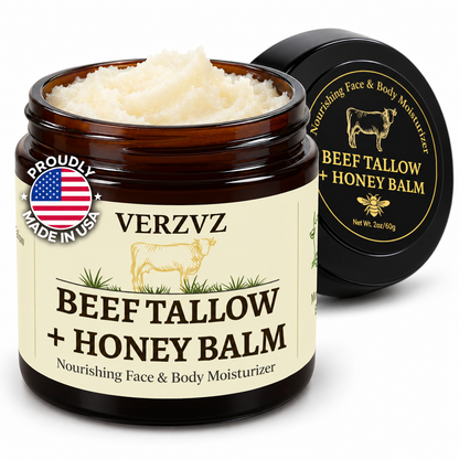 Organic Beef Tallow Honey Balm for Skin, Made in USA
