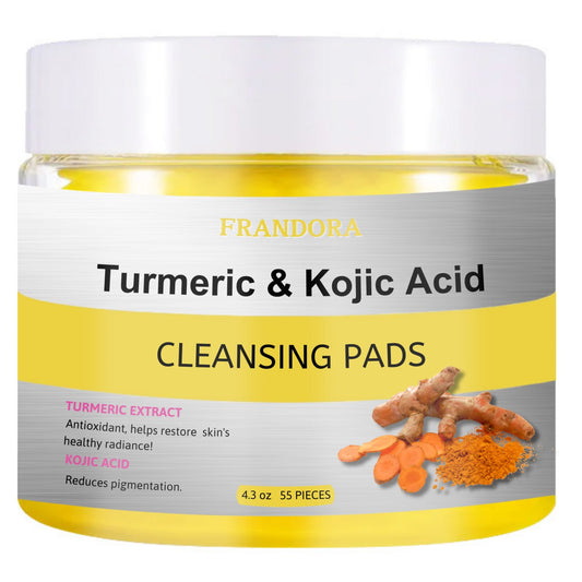 Turmeric & Kojic Acid Cleansing Pads – Brightening Face & Body Wipes (55 Pads)