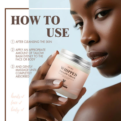 Whipped Organic Beef Tallow and Honey Balm, Beef Tallow for Face, Grass-Fed Beef Tallow Moisturizer